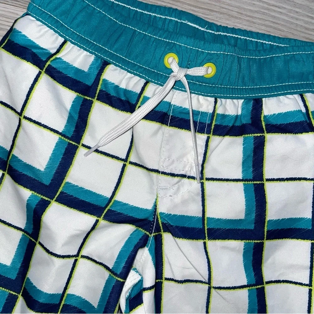 Crazy 8 Baby Boys Swim Trunks 18–24 Months White Geometric Squares Mesh Lined
